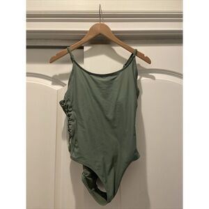 Target Xhilaration Women's Bathing Suit Large One Piece Green Open Side Swimsuit